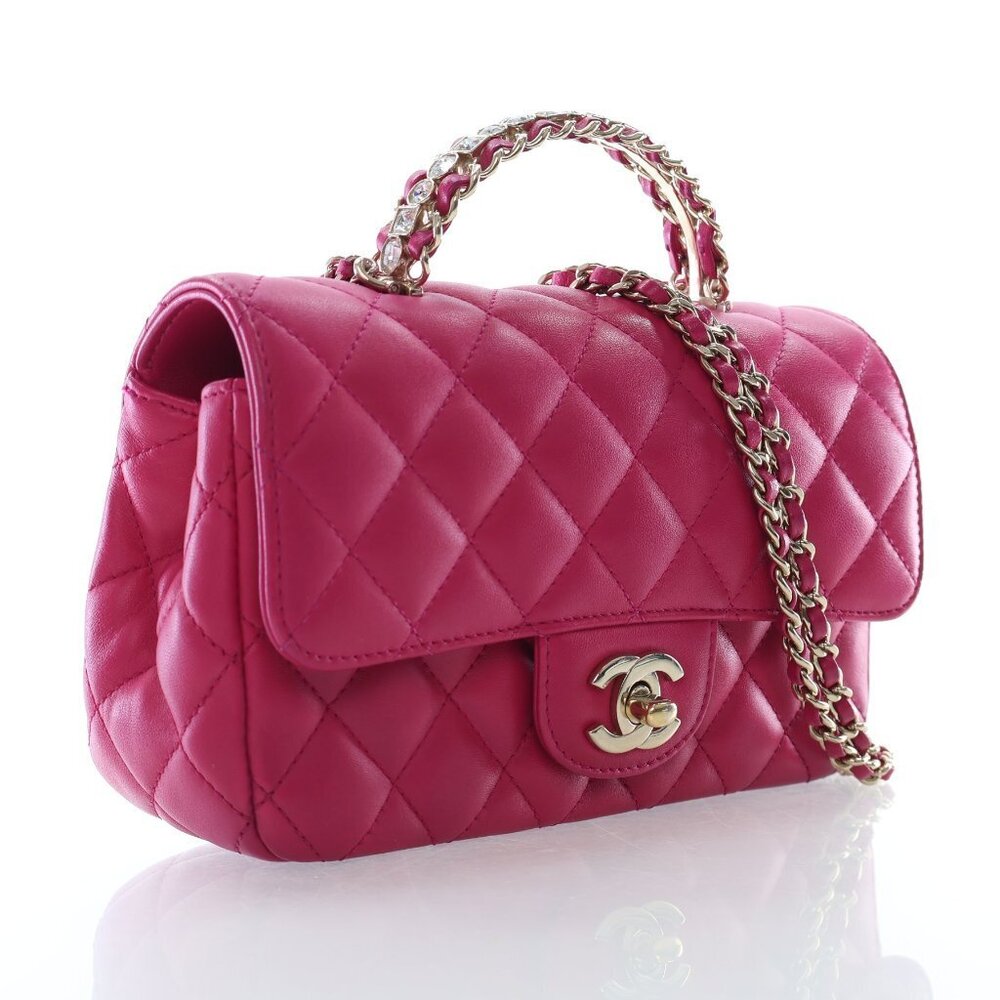 Chanel Mini Lambskin Crystal Rectangular Top Hand… - image 2